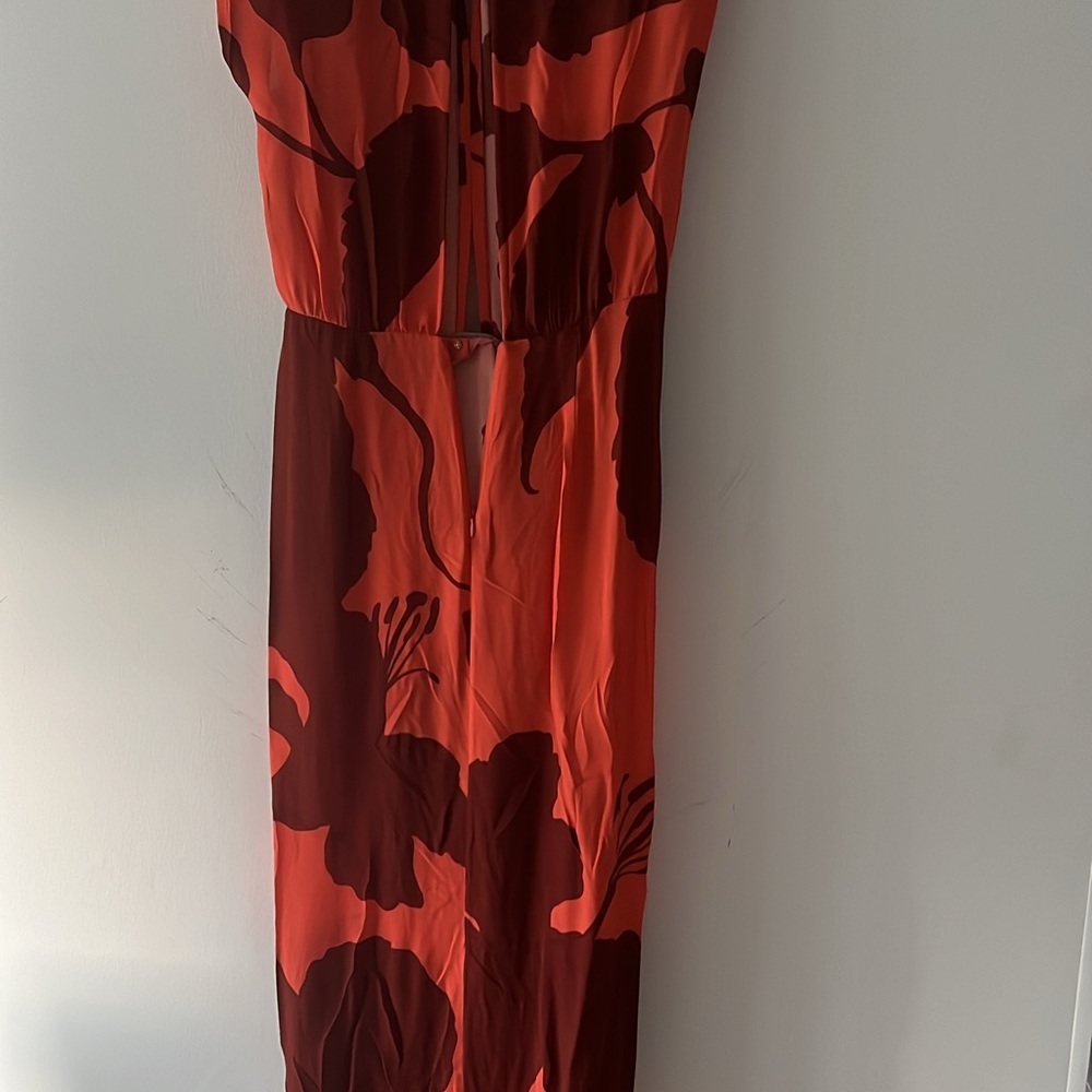 Johanna Ortiz Orange and Brown Abstract Floral Maxi Dress - Picture 6 of 14